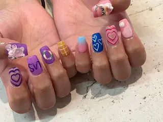 ネイル 韓国/ワンホン/長さ 出しつけ放題🎀のネイルデザイン