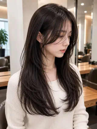ロング 髪質改善 韓国風 池田一之のヘアスタイル