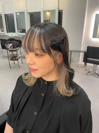 セミロング カラー ヘアアレンジ メンズ Cielro/ダブル カラー/西田咲希のヘアスタイル
