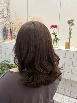 セミロング カラー 透明感カラー/名古屋 /栄/木下奈々望のヘアスタイル