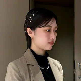 ショート ヘアアレンジ Akari暖色カラー /レイヤーカットのヘアスタイル
