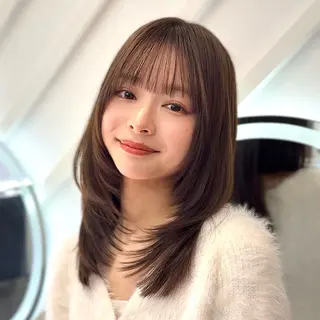 ロング カラー 山崎/ボブ縮毛矯正 レイヤー髪質改善のヘアスタイル