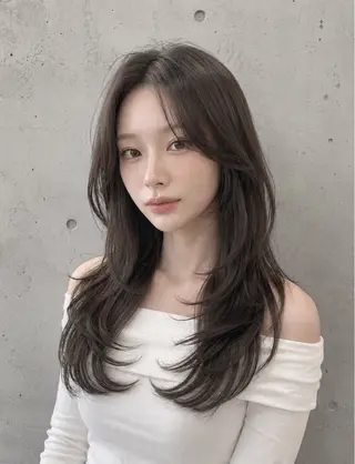 セミロング カラー ヘアアレンジ 🌫️大人韓国ヘア 🌫️naoyaのヘアスタイル