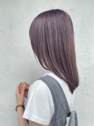 ミディアム カラー 顔周りカット 【オノザワリョウ】のヘアスタイル