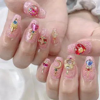 ネイル 渋谷／チップ長さ出し 👑アプレgel-xのネイルデザイン