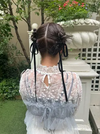 ミディアム ヘアアレンジ クキノケイカ /暖色カラー/パーマのヘアスタイル