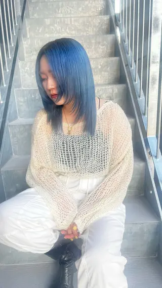 セミロング カラー 赤みゼロ/透明感 カラー🌿KANTAのヘアスタイル