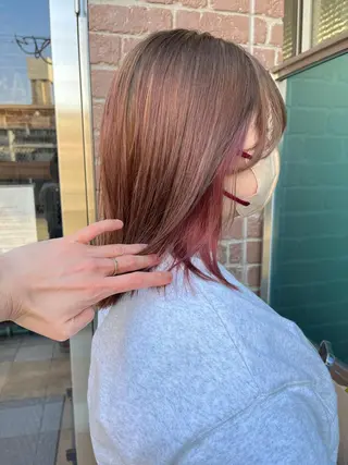 ミディアム カラー パーマ ヘアアレンジ メンズ キッズ ネイル マツエク・マツパ アイブロウ 久木原 ゆりのヘアスタイル