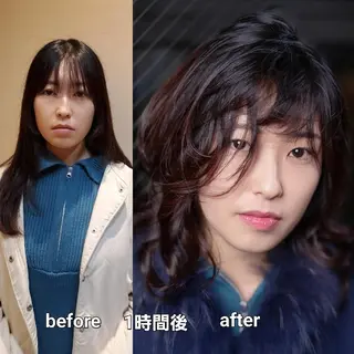 ミディアム カラー パーマ 松尾 泰伸のヘアスタイル