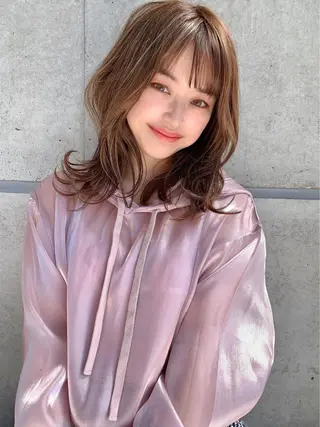 ミディアム カラー パーマ ヘアアレンジ メンズ キッズ ネイル マツエク・マツパ 韓国/トレンド レイヤー【101】のヘアスタイル