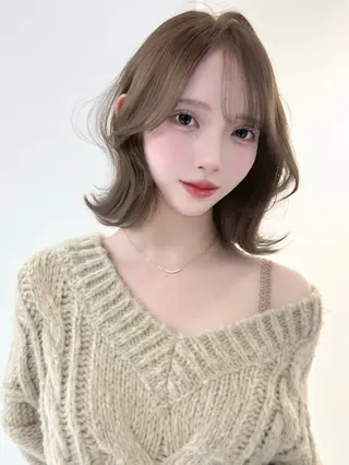 ミディアム カラー ヘアアレンジ 縮毛矯正🤍 盛れるボブ/ひかりのヘアスタイル