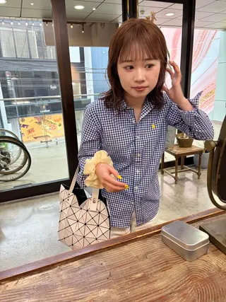 ミディアム カラー パーマ 千葉 郁也のヘアスタイル