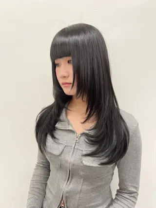 ロング カラー パーマ ヘアアレンジ メンズ キッズ 上品＆韓国風 🥀海心🥀のヘアスタイル
