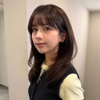 セミロング カラー 顔周りレイヤー꙳⋆ ミディアム⌇SAKIのヘアスタイル