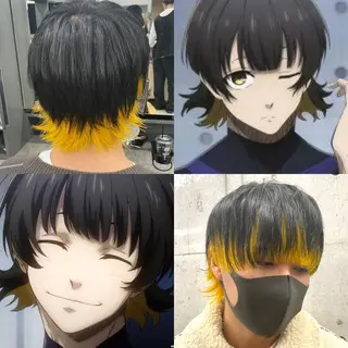 ショート カラー インナーカラー 推し ブリーチ 髪質改善のヘアスタイル