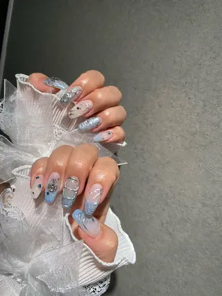 ネイル I-nailロング /ワンホン/キラキラのネイルデザイン