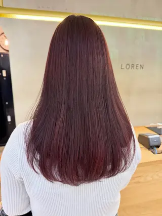 セミロング カラー レイヤー/顔まわり/ 暖色/mao🎀のヘアスタイル
