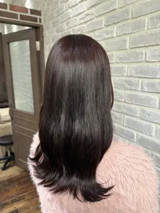 ロング 韓国風束感まつエク/ 艶カラーくるみのヘアスタイル