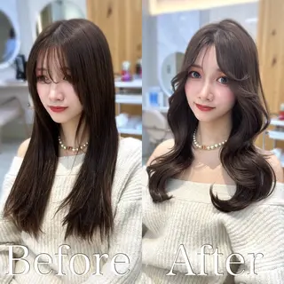 ロング カラー 🇰🇷韓国風くびれ ヘア🇰🇷中村優大のヘアスタイル
