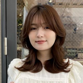 ミディアム 無料カット/韓国レイ ヤー／表参道/飯塚のヘアスタイル