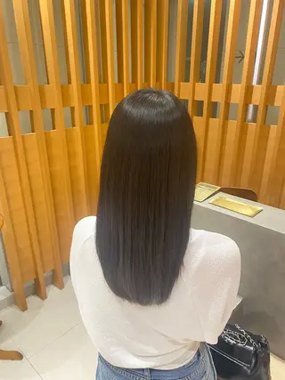 セミロング パーマ 💎ツヤ髪ストレート カラー💎かのんのヘアスタイル