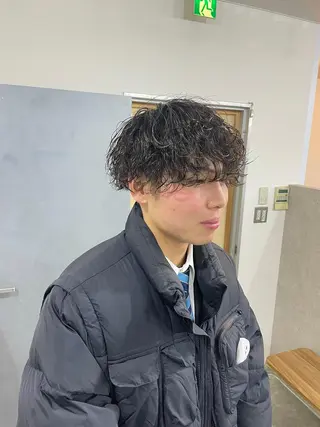 ミディアム カラー パーマ ヘアアレンジ メンズ キッズ ネイル マツエク・マツパ アイブロウ エビスザキレン/メン ズ/心斎橋🌳のヘアスタイル