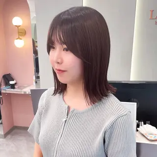 ミディアム カラー 縮毛矯正/ストンボブ Wカラー💎ヒデジのヘアスタイル