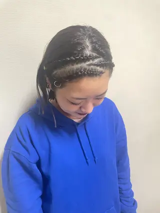 ショート ヘアアレンジ エクステ/コーンロウ KURUMI⛓️🔥のヘアスタイル