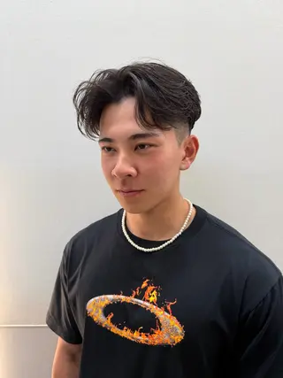 ミディアム パーマ メンズ 💈ニュアンスパーマ センターパート💈のヘアスタイル