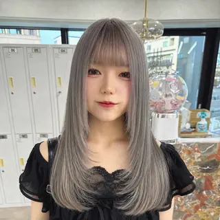 セミロング 透明感•ハイトーン /🪽ゆずほ🪽のヘアスタイル