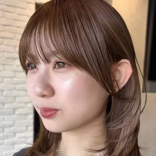 ミディアム カラー 顔まわり🥨レイヤー /透明感/水口舞奈のヘアスタイル