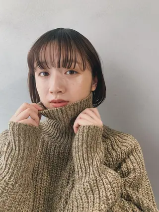ミディアム カラー パーマ ボブパーマコテ巻き風 パーマNo1深江秀平のヘアスタイル