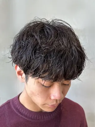 パーマ メンズ 曲がる縮毛矯正/メン ズカット髪質改善のヘアスタイル
