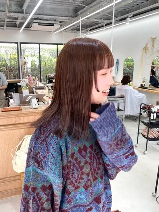 ミディアム カラー ヘアアレンジ ハル🌸柔色/ ブリーチなし/艶髪のヘアスタイル