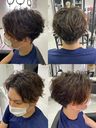 ショート カラー パーマ ヘアアレンジ メンズ 🔥メンズパーマ 特化 渡辺一翔のヘアスタイル