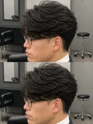 ミディアム パーマ ヘアアレンジ メンズ 🔥ニュアンス フェザー小林海斗🔥のヘアスタイル