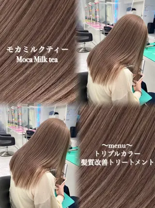 セミロング カラー ハイトーン/ホワイト /ブルー/りくとのヘアスタイル
