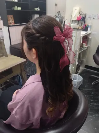 ロング 顔周りカットレイヤー 髪質改善 くまーのヘアスタイル