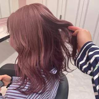 セミロング カラー ヘアアレンジ ピンク・ベージュ🩰 カラー🫧とらのヘアスタイル