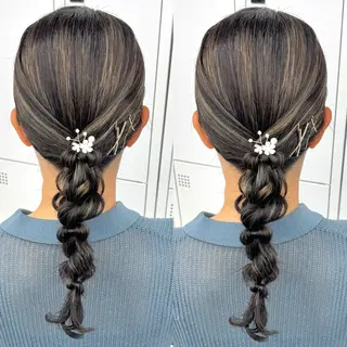 ロング ヘアアレンジ ヘアメ🎀ハイトーン 🩵エクステ🪄しほのヘアスタイル