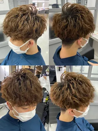ショート カラー パーマ ヘアアレンジ メンズ 🔥メンズパーマ 特化 渡辺一翔のヘアスタイル