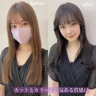 ミディアム 新宿/韓国レイヤー/ 顔まわり透明感カラーのヘアスタイル