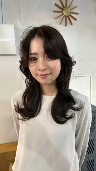 ロング カラー 韓国風レイヤーカット 上手く丁寧早い/マツのヘアスタイル