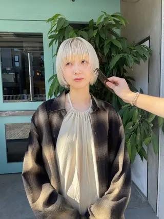 ショート カラー メンズカットパーマ/ ブリーチ高柳将太のヘアスタイル