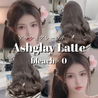ロング カラー ブリーチ縮毛矯正加藤 赤み無し透明感ヘアのヘアスタイル