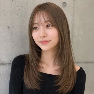 セミロング カラー 盛れる顔まわりカット 髪質改善/渋谷/れんのヘアスタイル