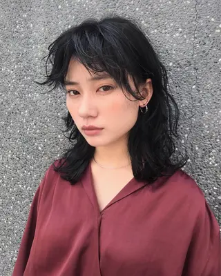 ミディアム カラー パーマ ヘアアレンジ 松田 亮葉のヘアスタイル
