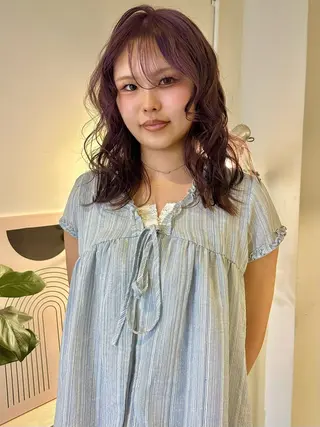 セミロング カラー ナナ 福岡美容室のヘアスタイル