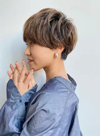ショート カラー パーマ 渋谷  中性ヘア あかりのヘアスタイル