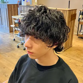 ミディアム パーマ メンズ 森田 研司のヘアスタイル